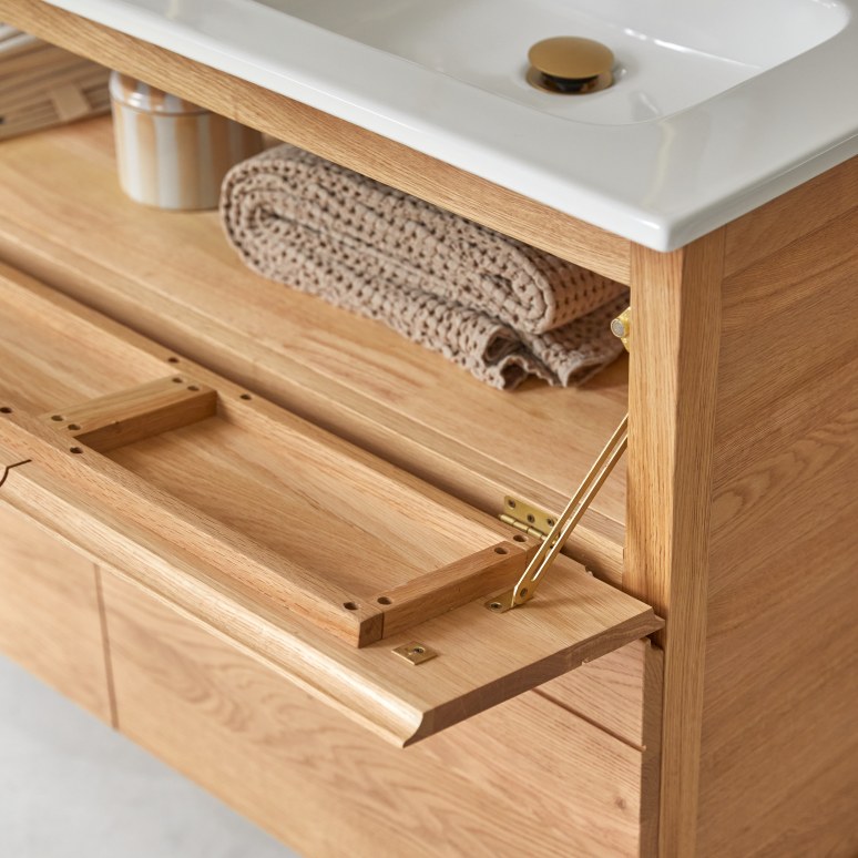 Easy - Badezimmermöbel aus massiver Eiche und Keramik 120 cm