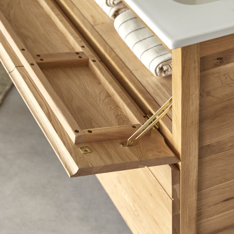 Easy - Solid oak and ceramic vanity unit - 120 cm