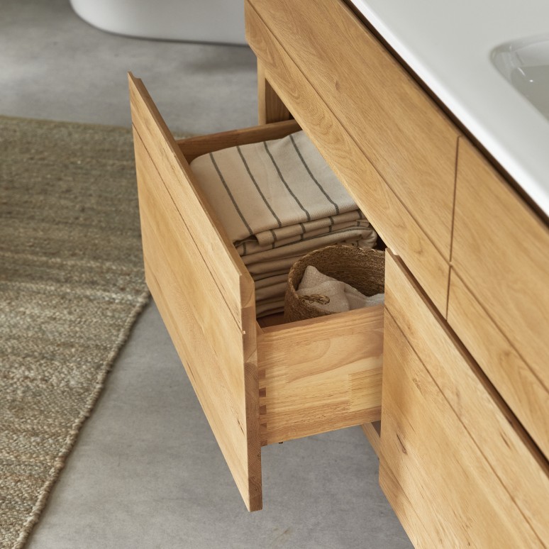 Easy - Badezimmermöbel aus massiver Eiche und Keramik 120 cm