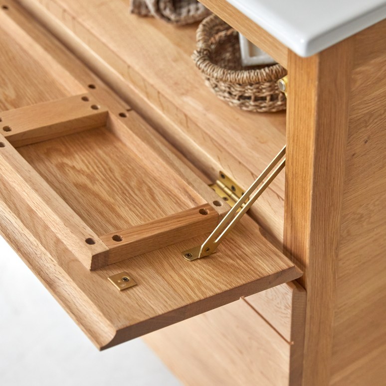 Easy - Mueble de baño de roble macizo y cerámica de 80 cm