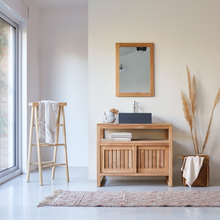 Colonial - Solid teak vanity unit 90 cm