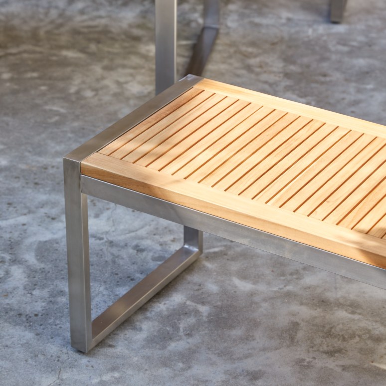 Arno - Solid teak and stainless steel garden Bench