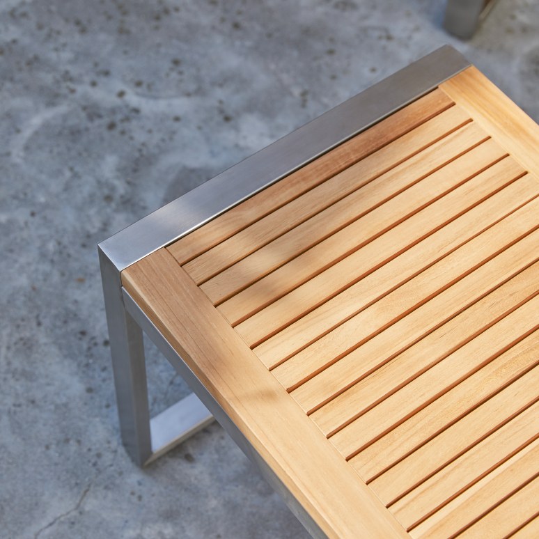 Arno - Banc de jardin en teck massif et inox