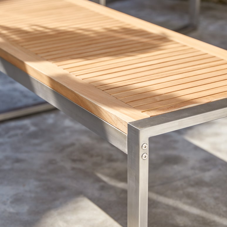 Arno - Banc de jardin en teck massif et inox