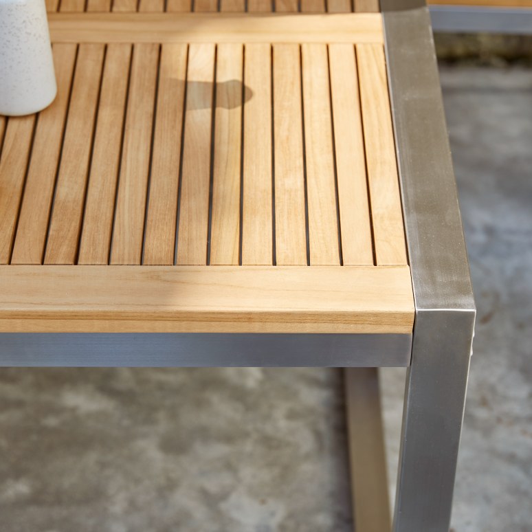Arno - Solid teak and stainless steel garden table – seats 4 to 6 people