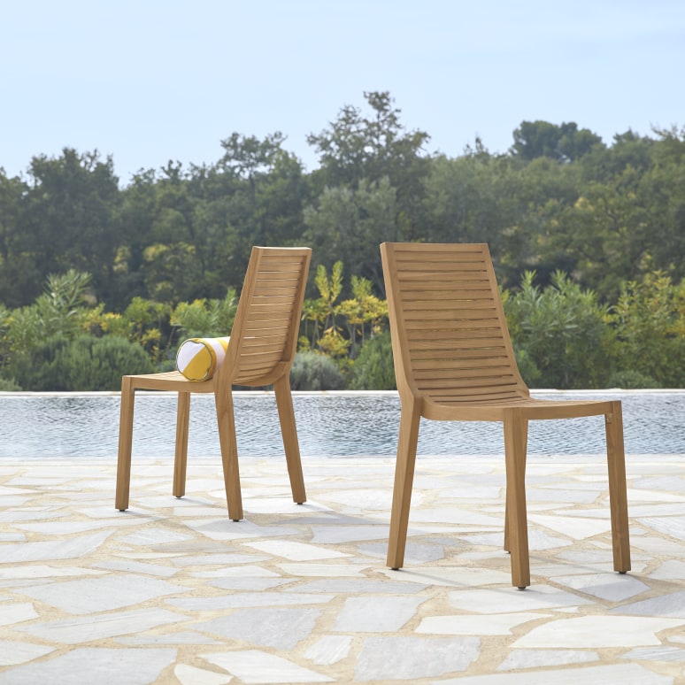 Teo - Silla de jardín de teca maciza
