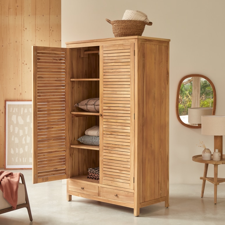 Suzette - Garderobenschrank aus Massivteak