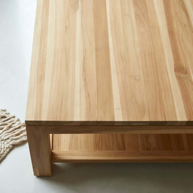 Eve - Vierkante salontafel van massief teakhout
