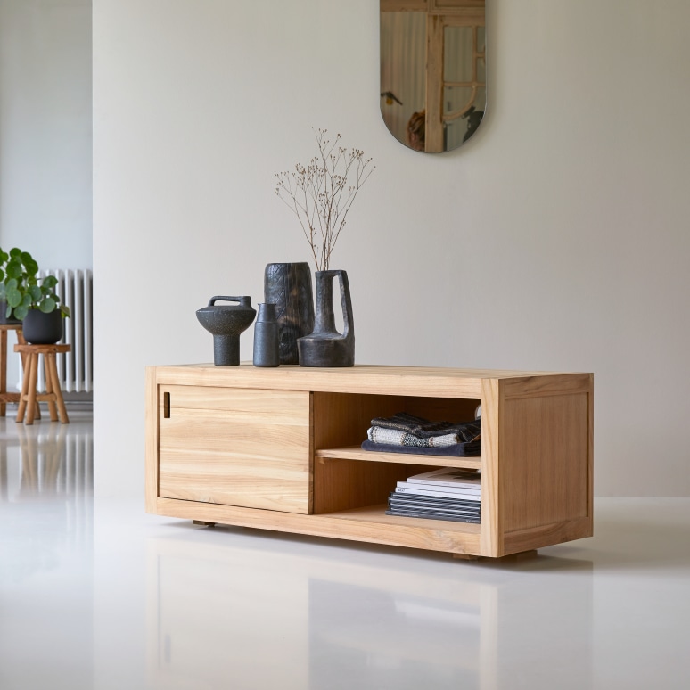 Adam - Mobile TV in teak 120 cm