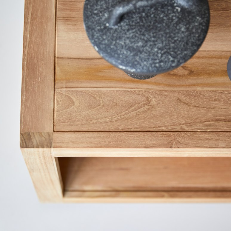 Adam - TV unit in solid teak, 120 cm