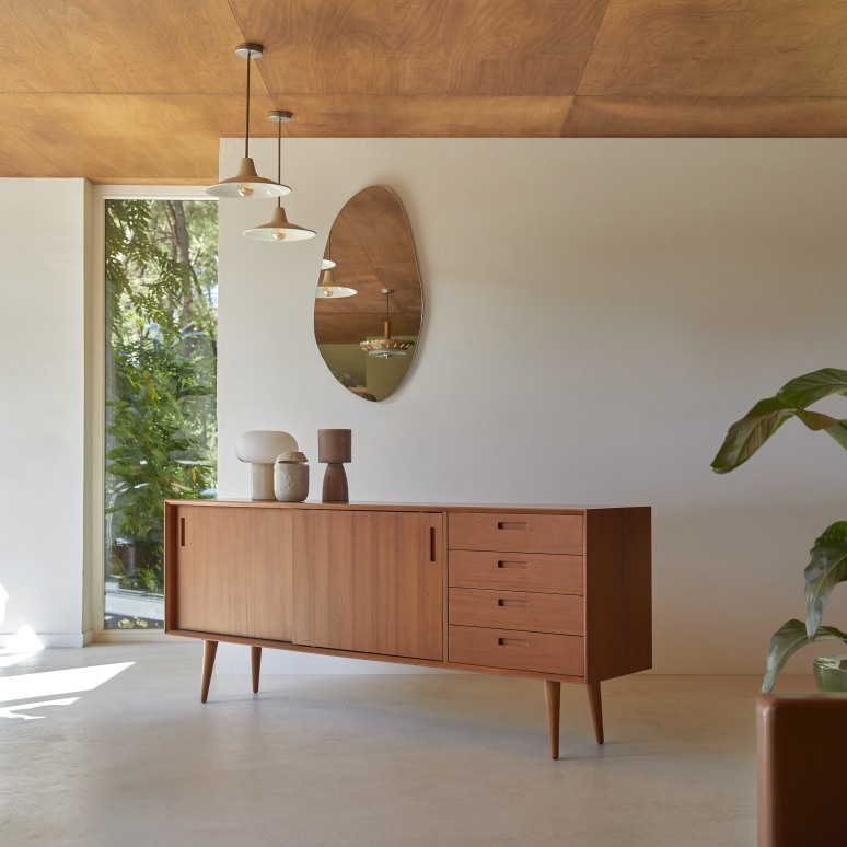 Magda 50's - Buffet en acajou massif 200 cm