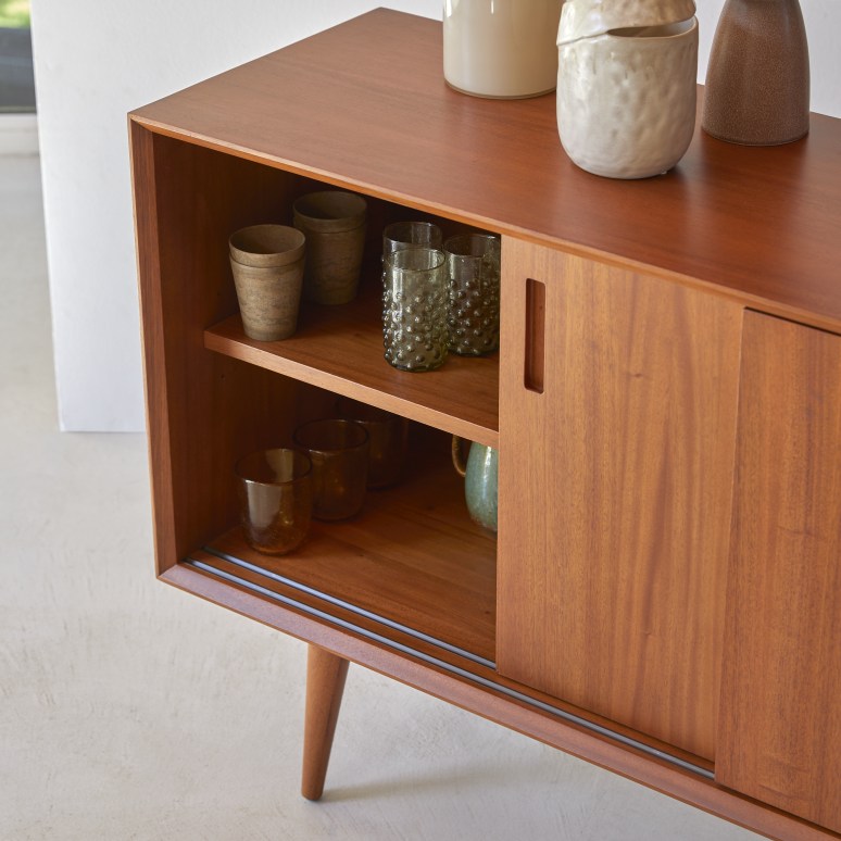 Magda 50's - Buffet en acajou massif 200 cm