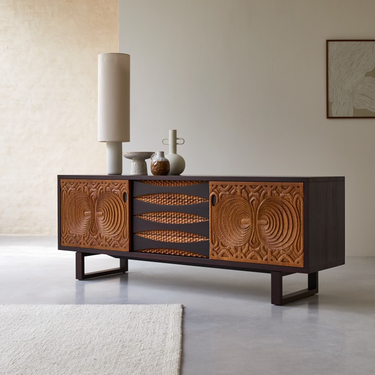 Frida - Massief mahoniehouten dressoir 205 cm