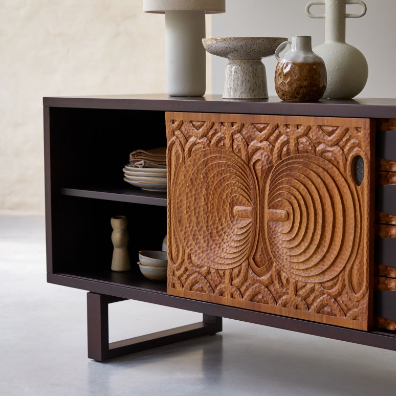 Frida - Buffet en acajou massif 205 cm