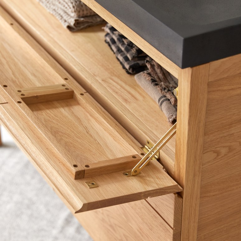 Easy - Massief eikenhouten en lavastenen badkamermeubel 120 cm