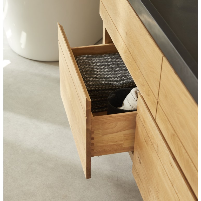 Easy - Mueble de baño de roble macizo y piedra de lava de 120 cm