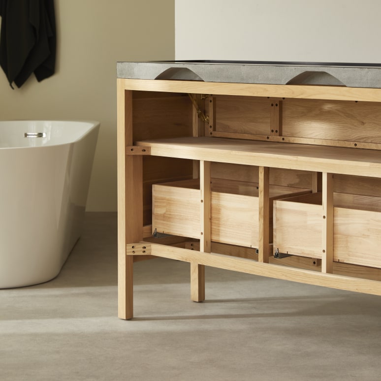 Easy - Badezimmermöbel aus massiver Eiche und Lavastein 120 cm