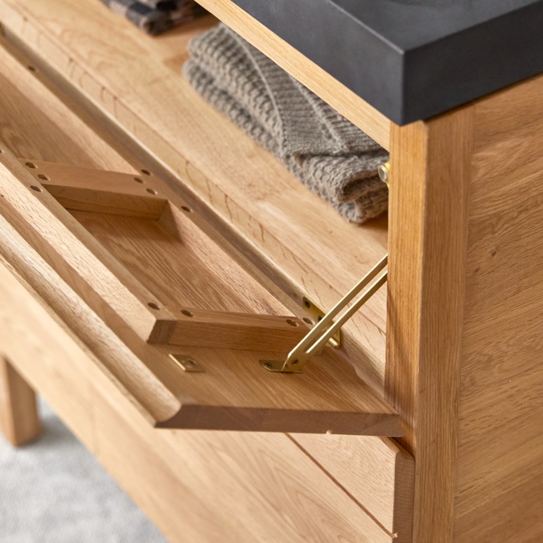 Easy - Massief eikenhouten en lavastenen badkamermeubel 80 cm