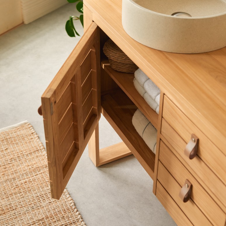 Minimalys - Solid teak vanity unit 145 cm