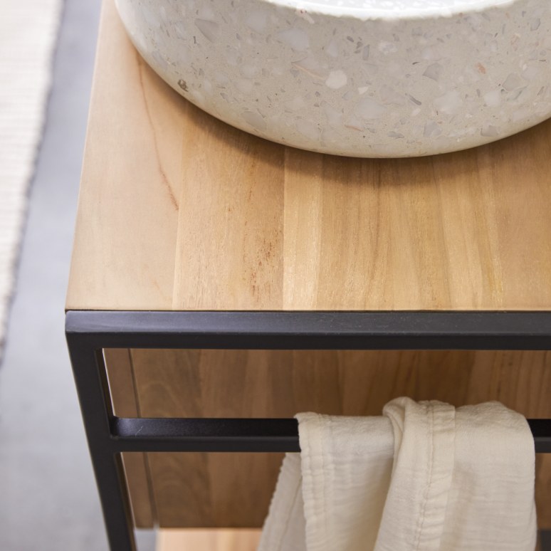 Michal - Badmeubel van massief teakhout en metaal 140 cm