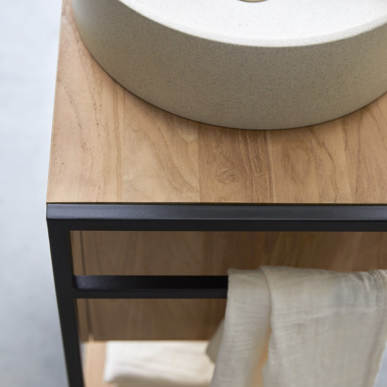 Michal - Solid teak and metal vanity unit 60 cm