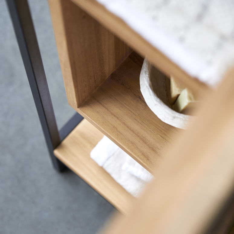 Michal - Mueble bajo de teca maciza y metal