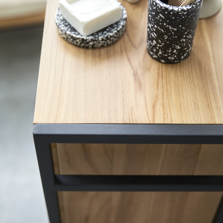 Michal - Mueble bajo de teca maciza y metal