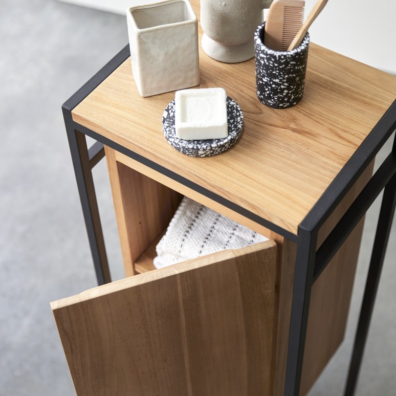 Michal - Mueble bajo de teca maciza y metal