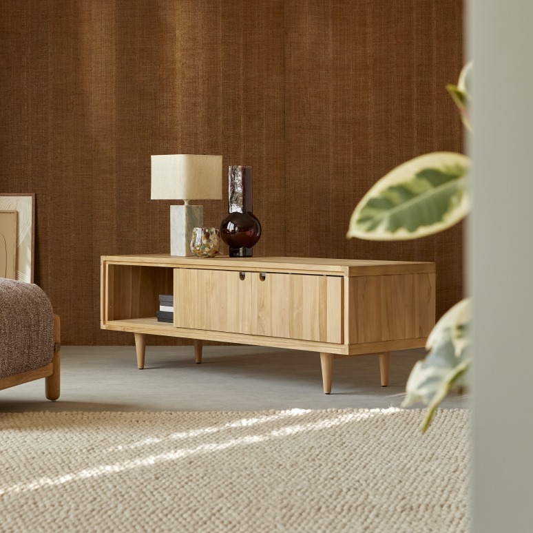 Jonàk - Meuble TV en teck massif 140 cm