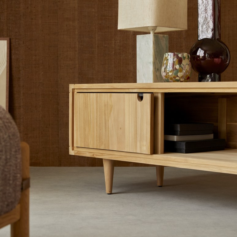 Jonàk - Mobile TV in teak massello 140 cm