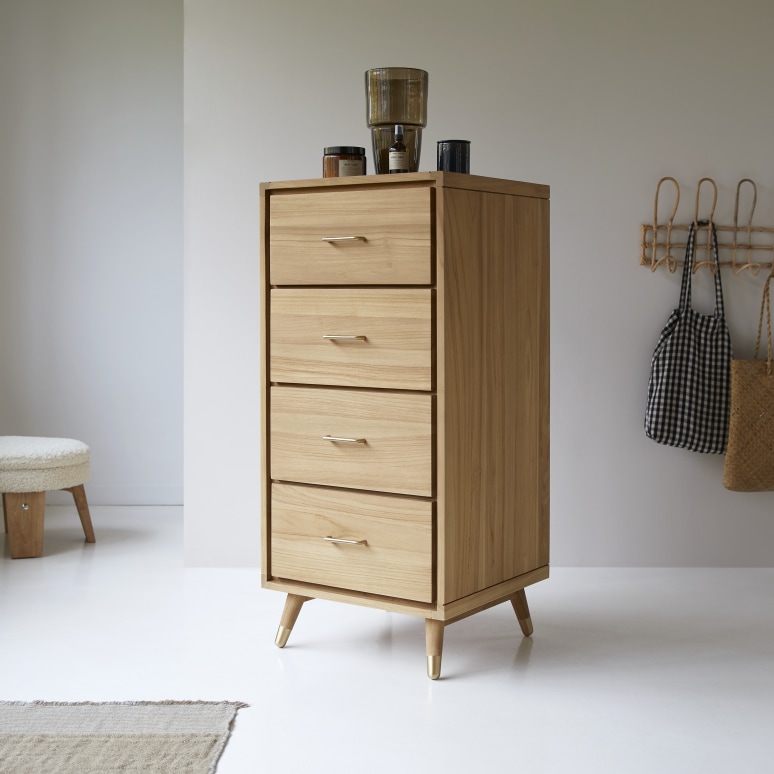 Kort - Small chest of drawers in solid teak