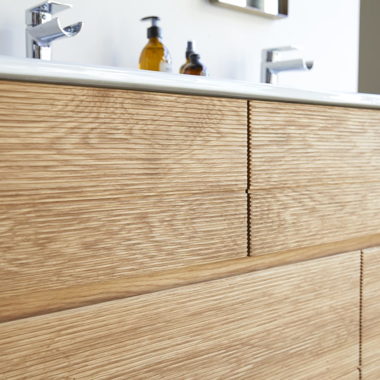 Karl - Mueble de baño de roble macizo y cerámica de 120 cm