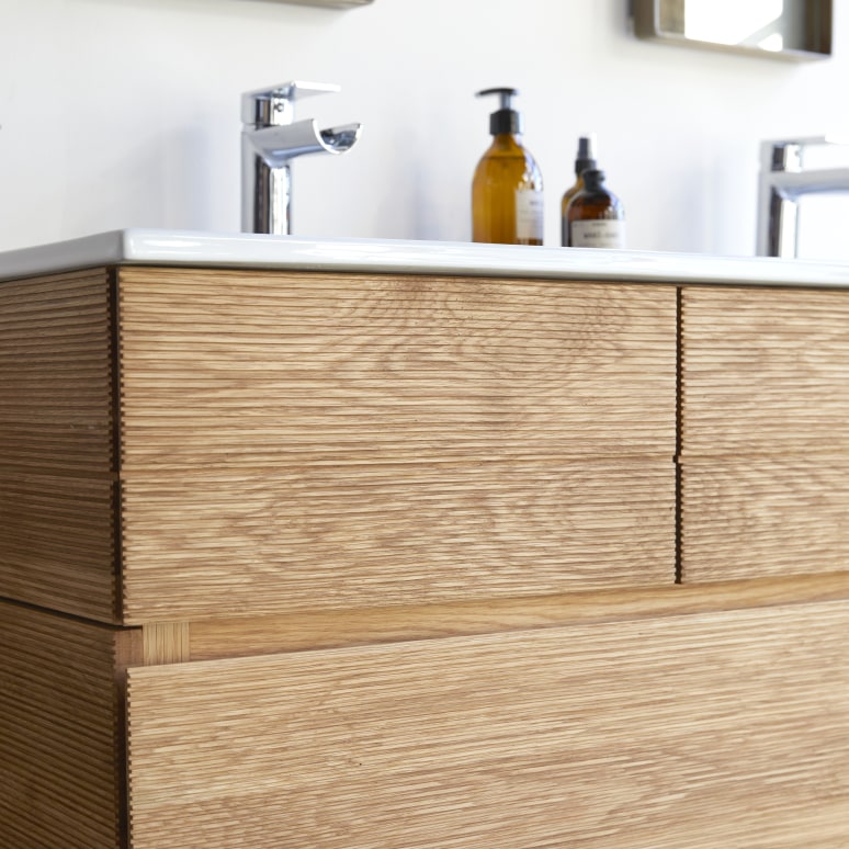 Karl - Solid oak and ceramic bathroom cabinet 120 cm