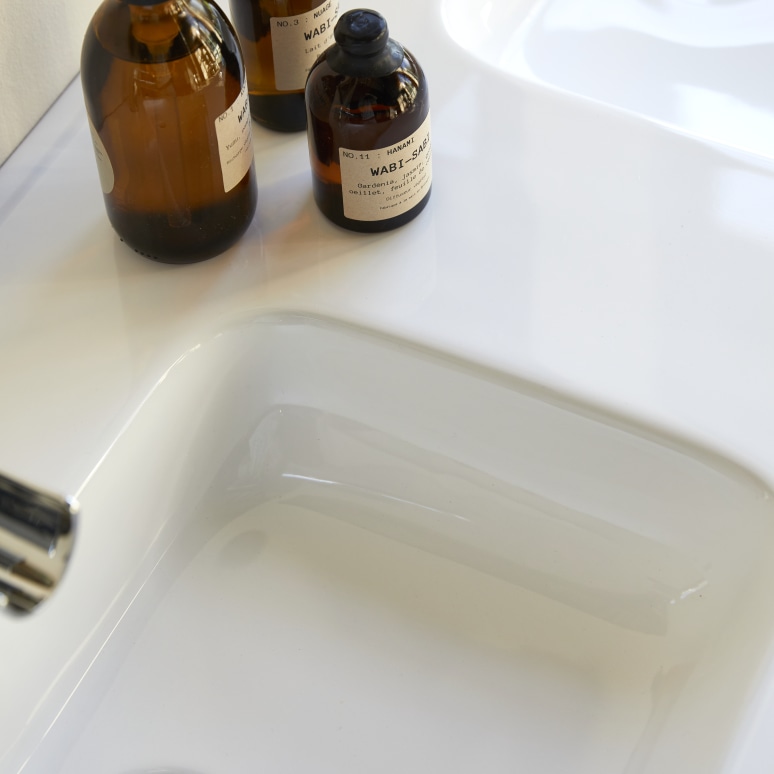 Karl - Mobile per il bagno in legno di quercia massello e ceramica 120 cm