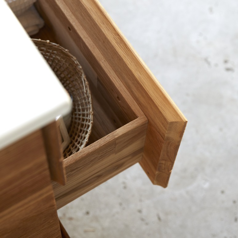 Karl - Solid oak and ceramic bathroom cabinet 120 cm