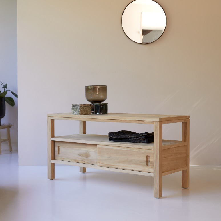 Anton - Solid teak TV unit, 100 cm