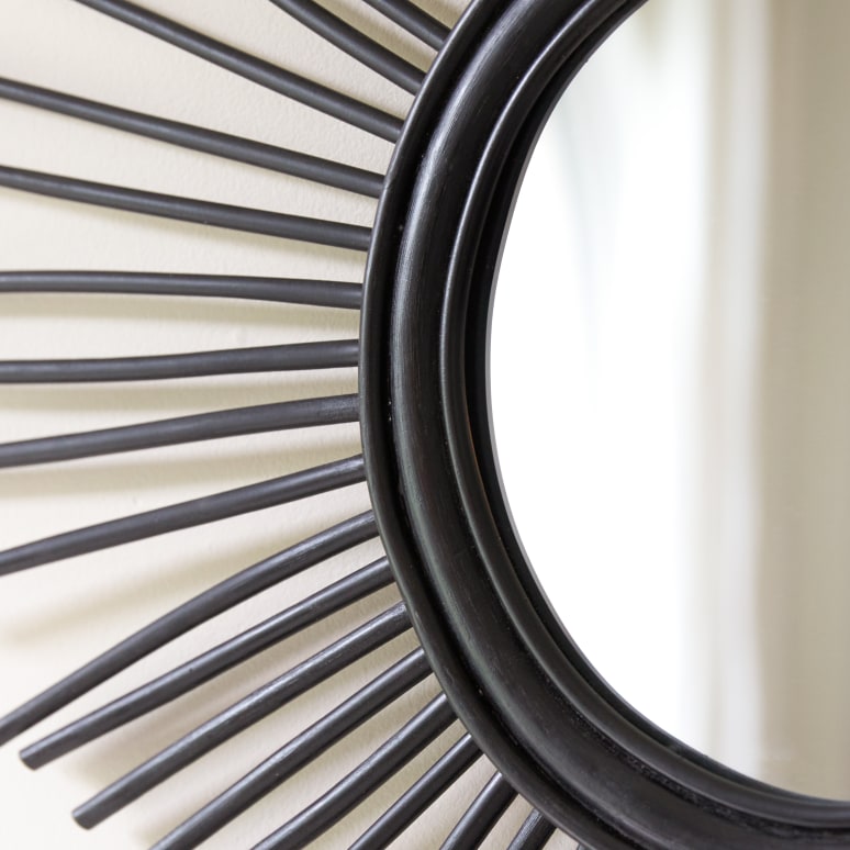 Isidore - Specchio in rattan nero 80 cm