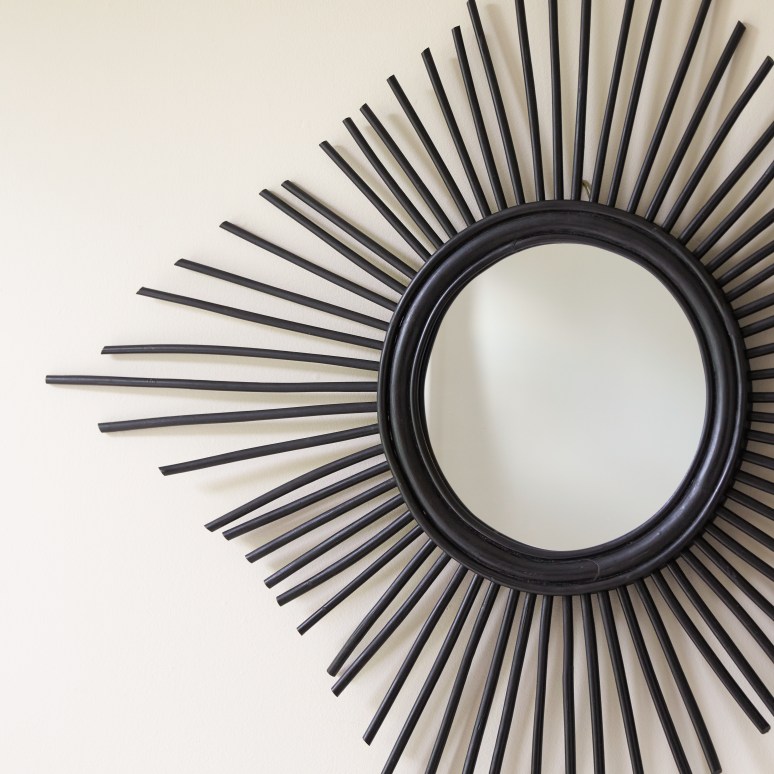 Isidore - Halspiegel van zwart rotan 80 cm