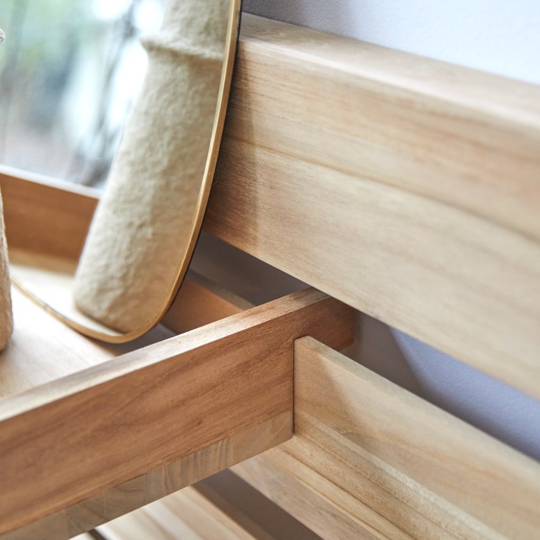 Urbain - Solid Teak King Size Headboard with Shelves