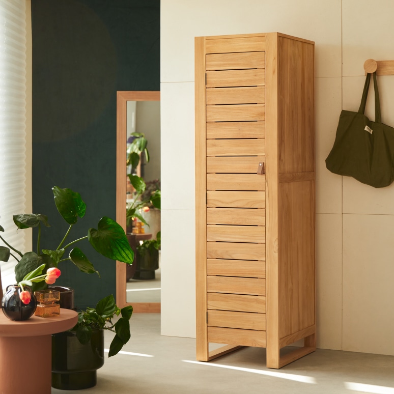 Minimalys - Mobile a colonna portaoggetti in teak massello