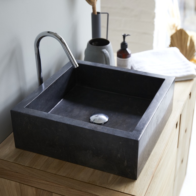 Slats - Dark Grey Marble Bathroom Sink