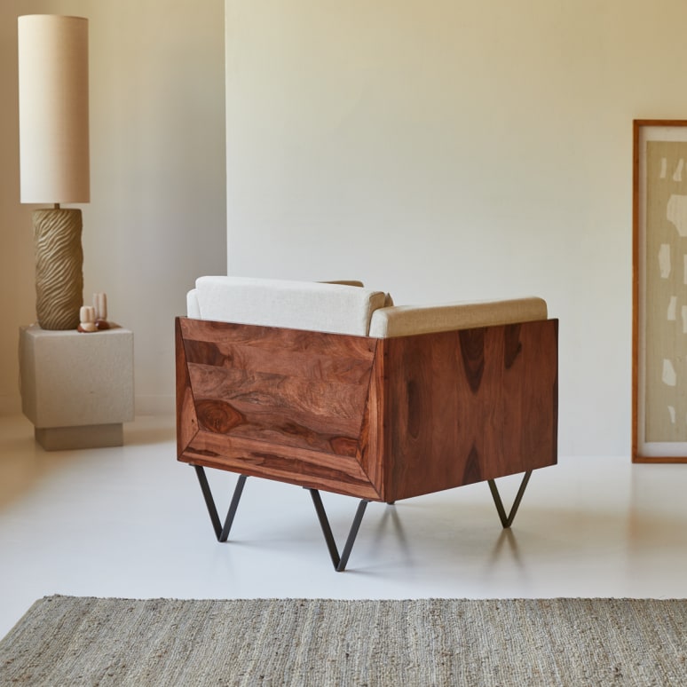 Metric - Fauteuil en palissandre massif et tissu