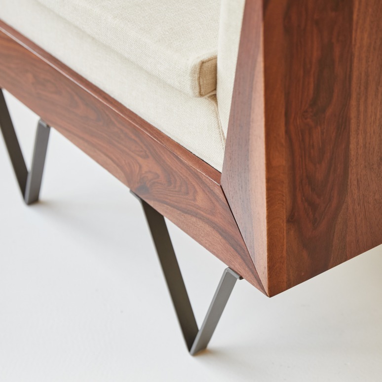 Metric - Fauteuil van massief palissander en stof