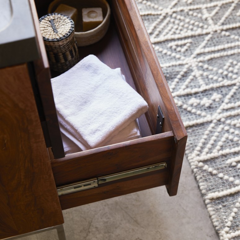 Nova - Mueble de baño de palisandro macizo y piedra de lava de 80 cm