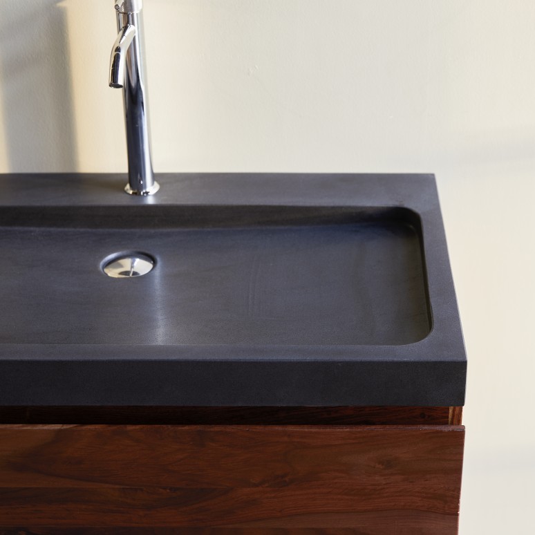 Nova - Solid sheesham and lava stone bathroom cabinet 80 cm