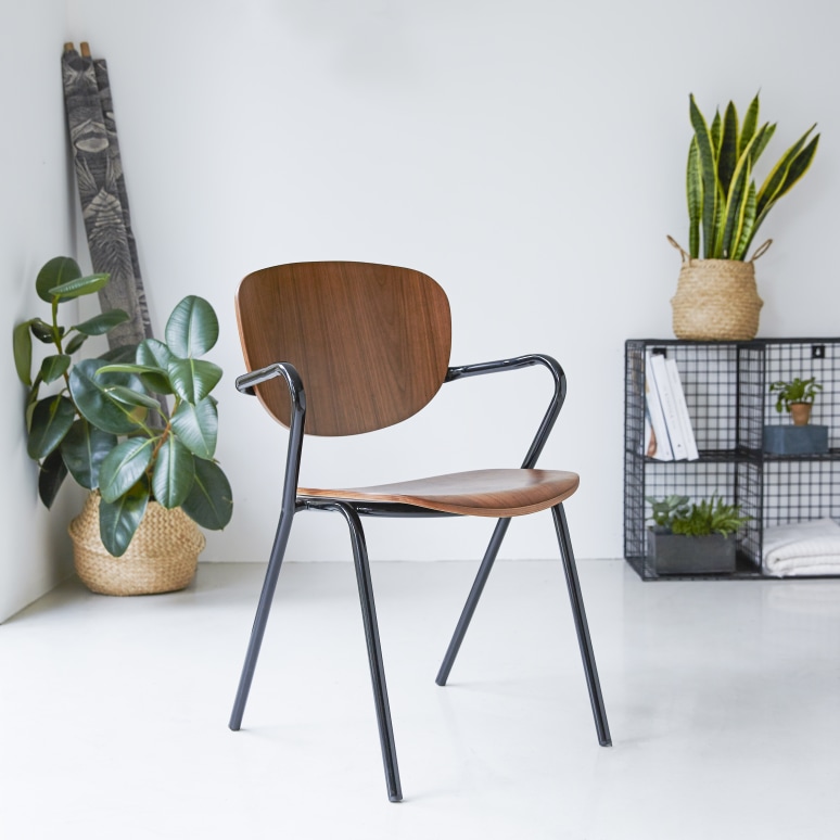 Ada - Walnut and metal chair