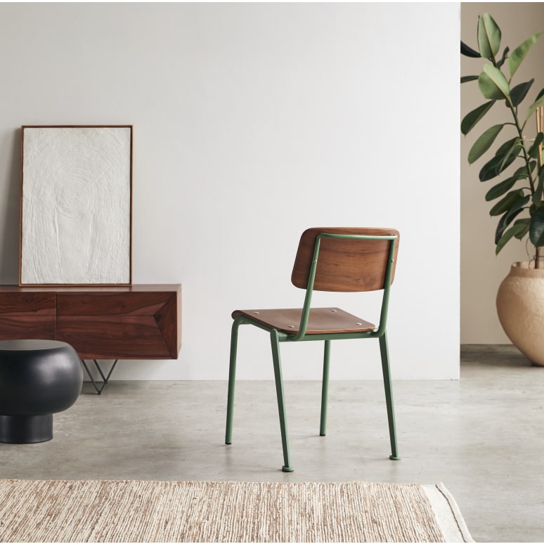Mio - Silla de nogal y metal verde