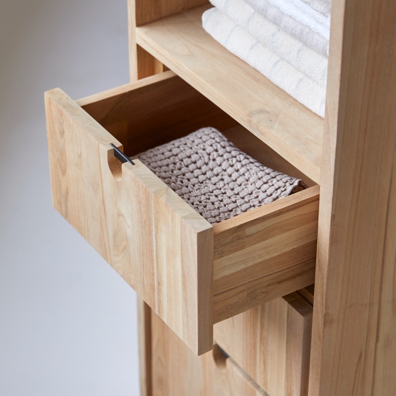 Jonàk - Hochschrank aus massivem Teakholz