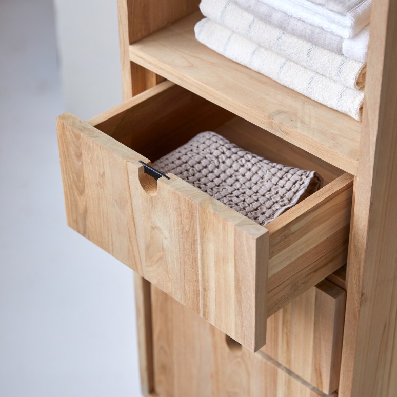 Jonàk - Hochschrank aus massivem Teakholz