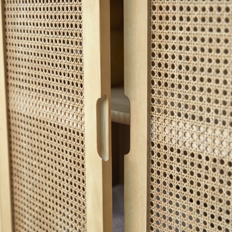 Luis - Esszimmerschrank aus massiver Ulme und Rattangeflecht